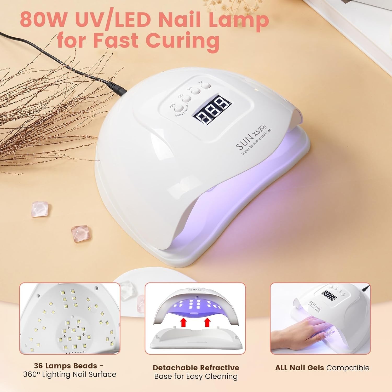 Nail Kit for Beginners with Everything: Practice Nail Hand U V Lamp Acrylic Nail