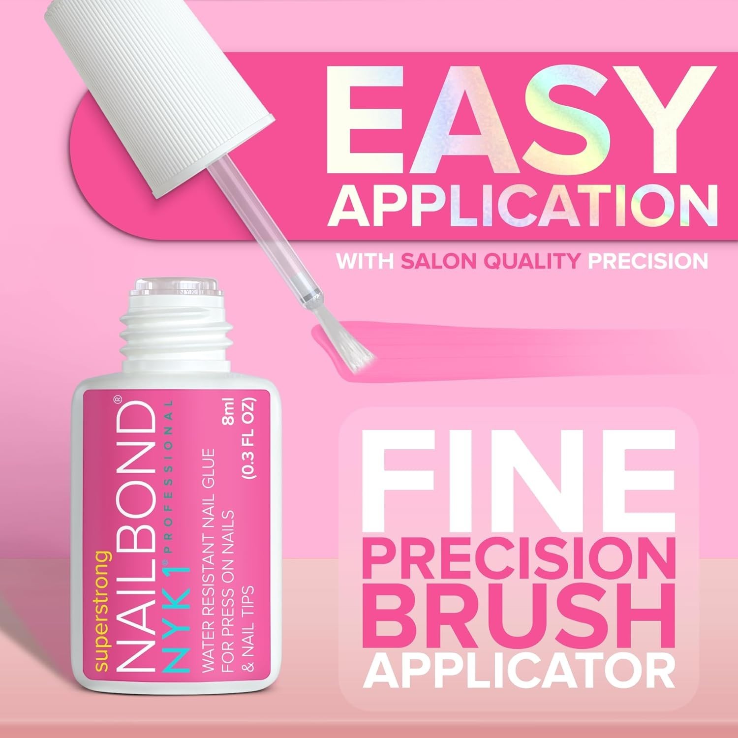 Super Strong Nail Glue 8ml Brush On Clear Fast Drying Water Resistant Formula
