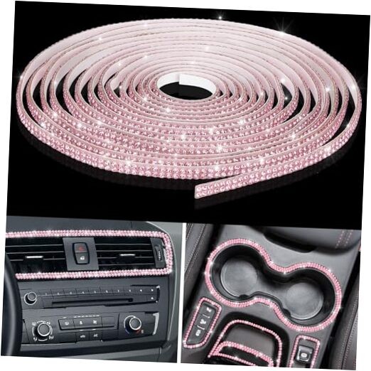 32.8Ft Bling Car Trim Self Adhesive Glitter Crystal Rhinestone 32.8 ft Pink