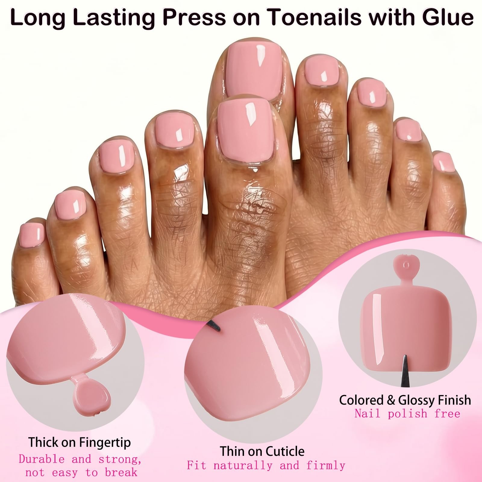 120pc Nude Press on Toenails Women Fake Toe Nail Press ons Pedicure with Glue…