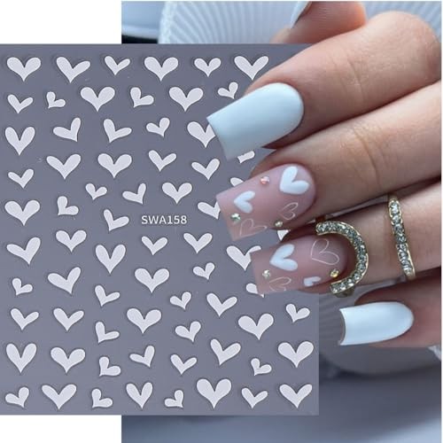5Sheets Heart Nail Art Stickers Black White Red Heart Nails Heart Stickers-9