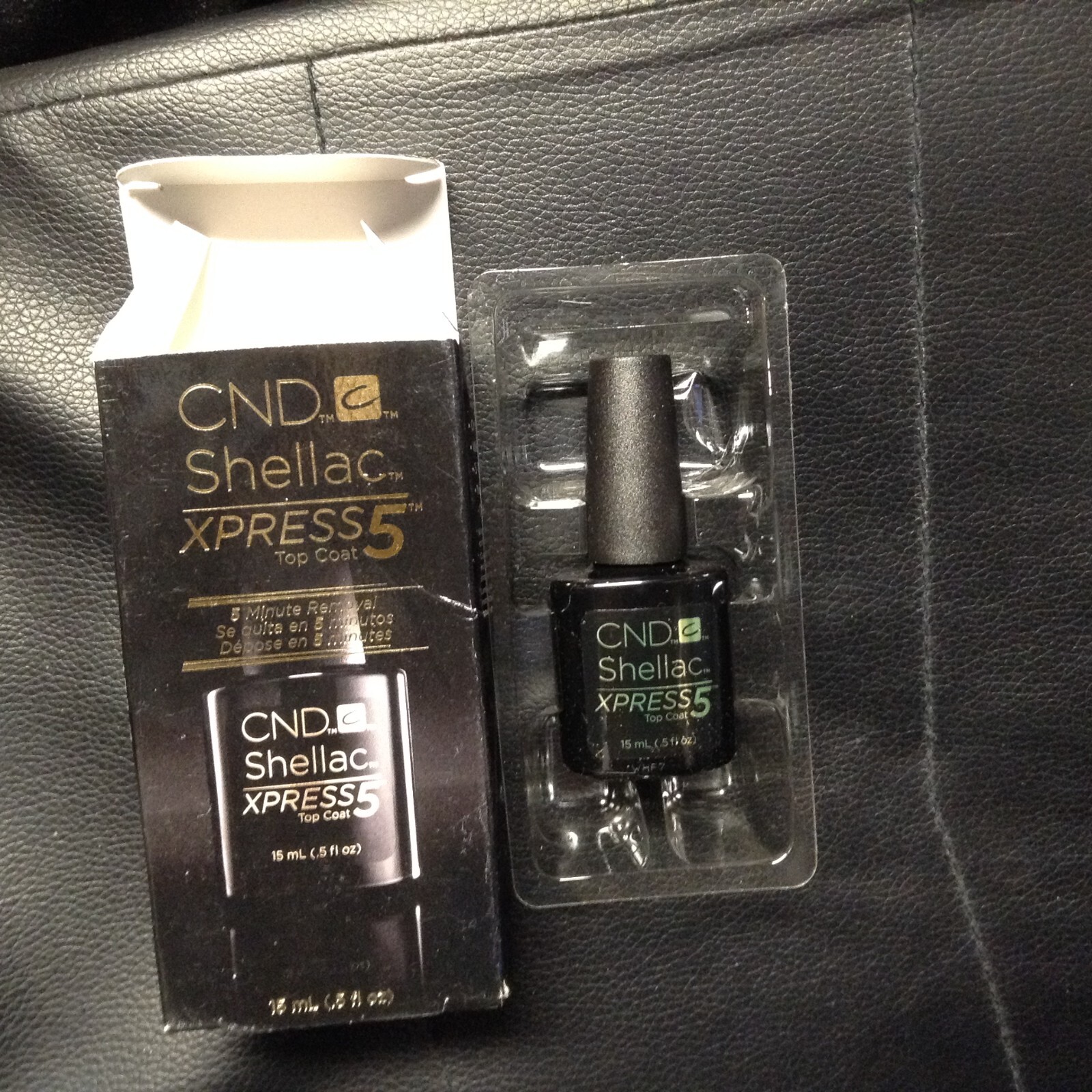 new CND Shellac Gel Polish Xpress5 Top Coat 0.5oz/15ml / bad shape box