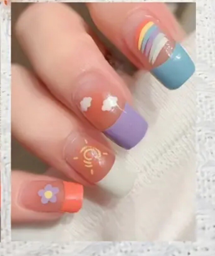 semi cured gel nail stickers Strips Matte French Style For UV Lamp