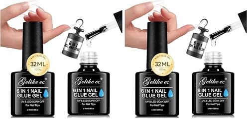 32ML 6-in-1 UV Nail Glue Gel – Strong Adhesive for Acrylic & Press-On Nails, DIY
