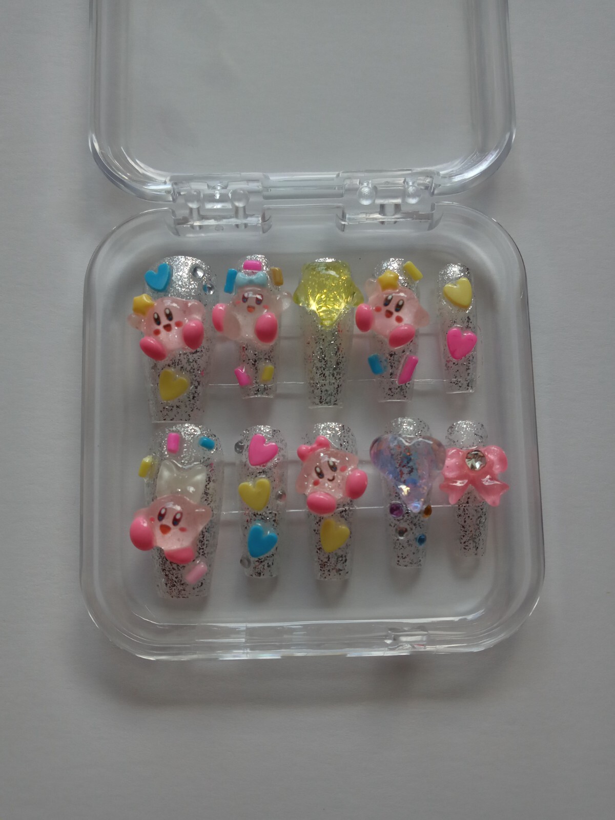 Handmade Press on Nails, Kirby, Y2k, Kawaii, in 3 Days,”Pick Size”.