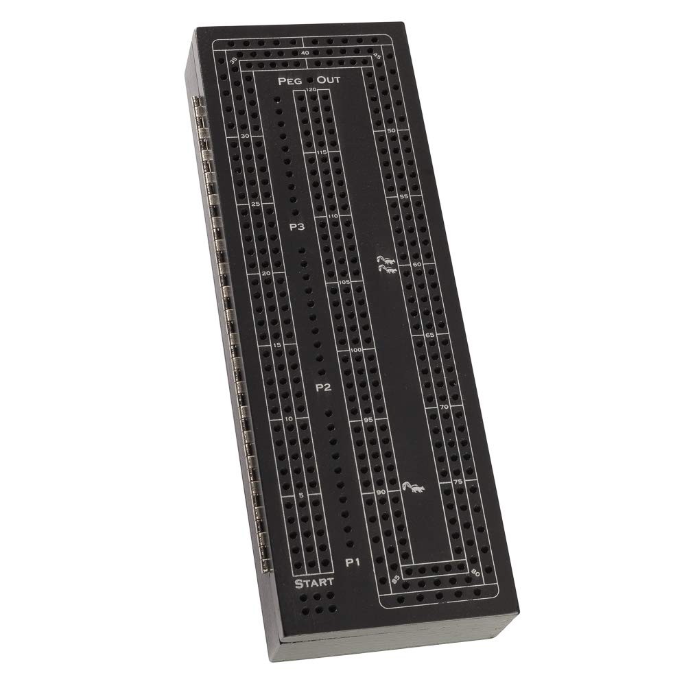 WE Games 3 Player Wood Cribbage Set – Easy 10 x 3.5 x 1.5 inches, Black Stain
