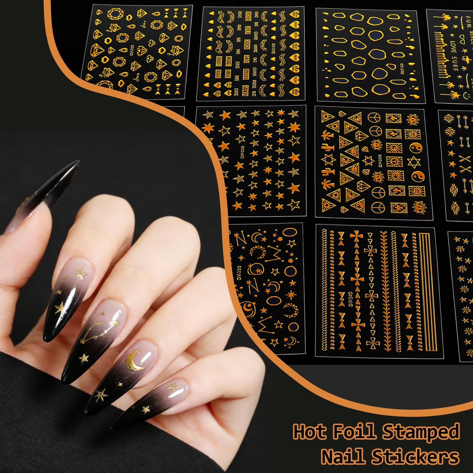 90 Sheets Nail Stickers for Nail Art DIY, 3D Nail Art Stickers Decals, Self