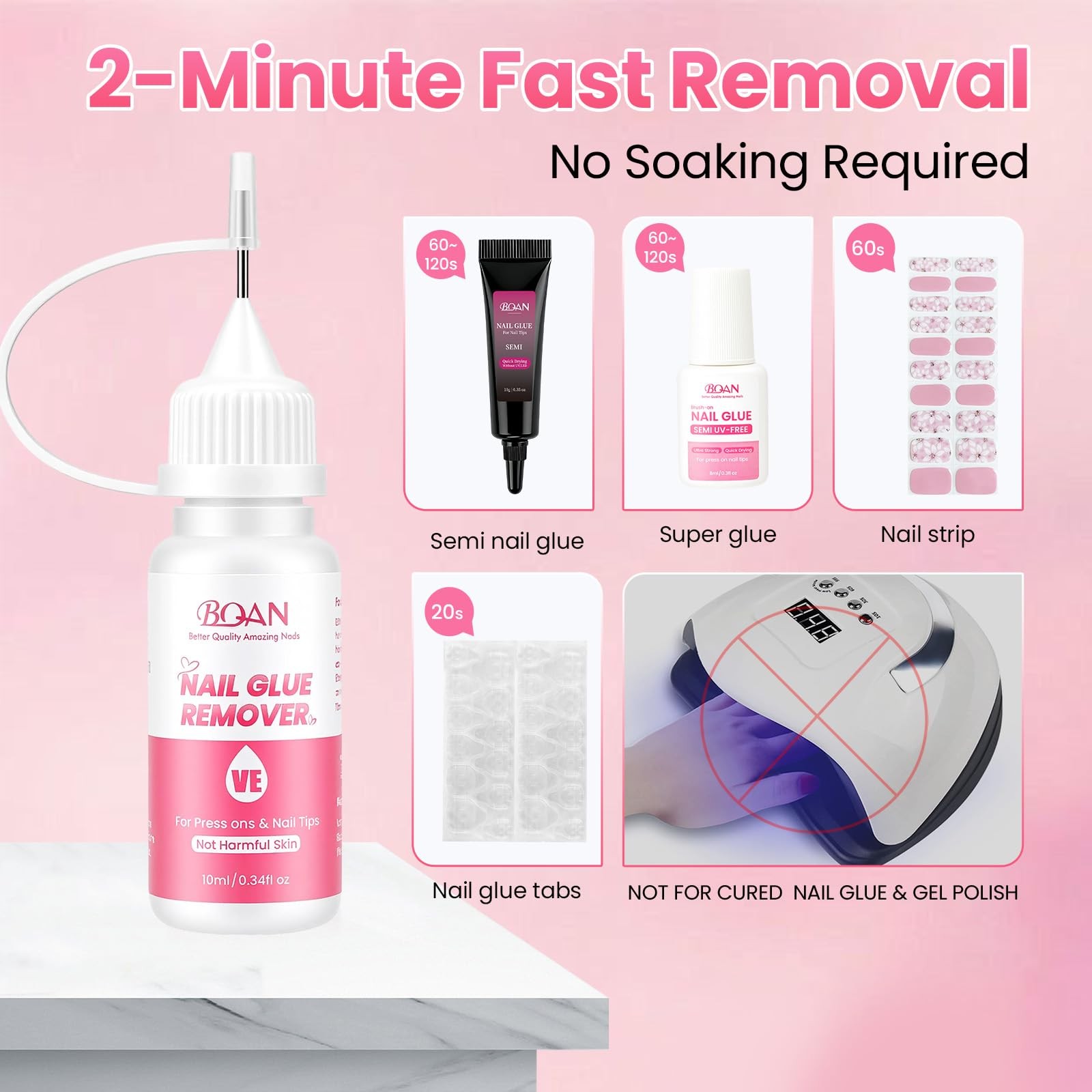Semi Nail Glue Brush on Kit for Press on Nails & Nail False Tip