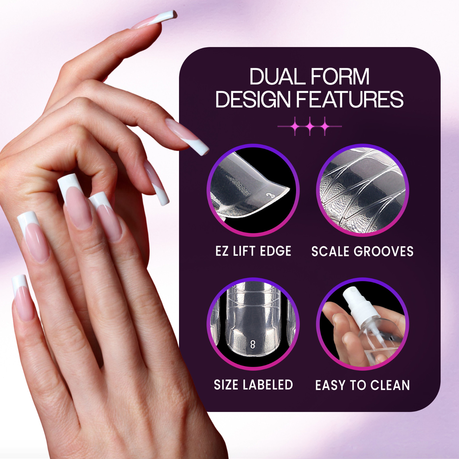 Beauticom USA Dual Nail Form Set Box-Frosted Form Box with 120 Pieces False Tips
