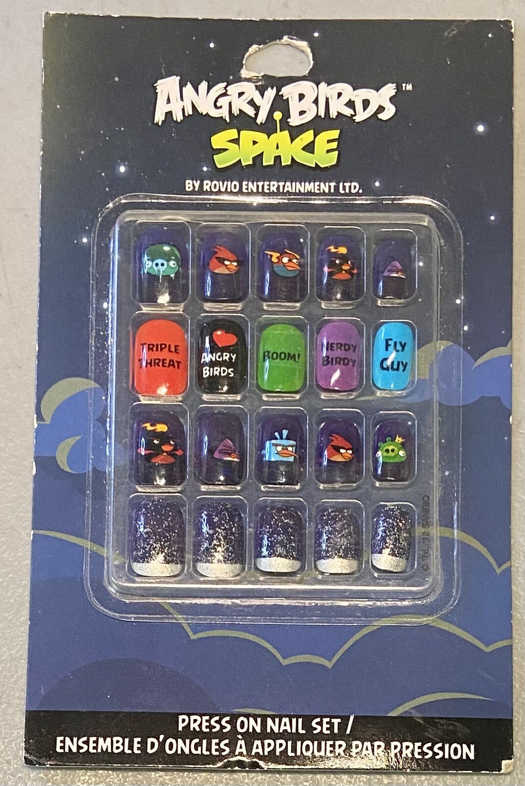 Angry Birds Space Press-On Nails Set 20CT Girls Teens Fingernail Art Multi Color