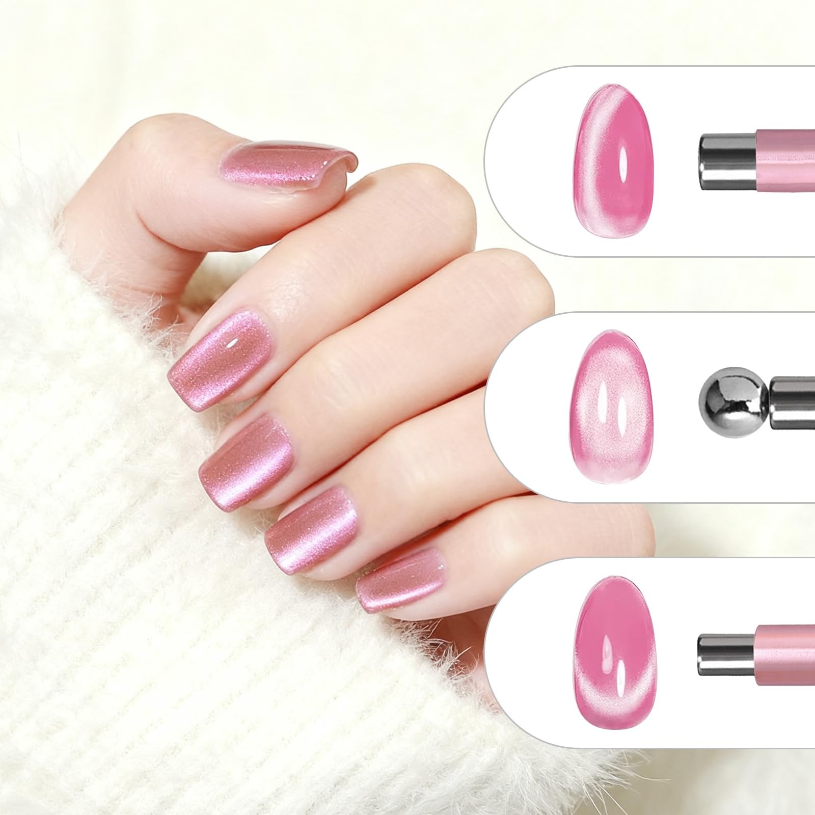 3 in 1 Cat Eye Magnet for Nails, Double-end Cylinder Magnetic Gel Nail Polish…