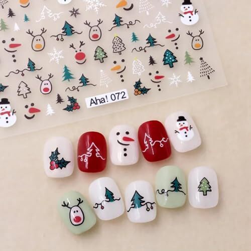 Christmas Nail Stickers Winter Snowman Snowflake Nail Art Stickers 8PCS style1