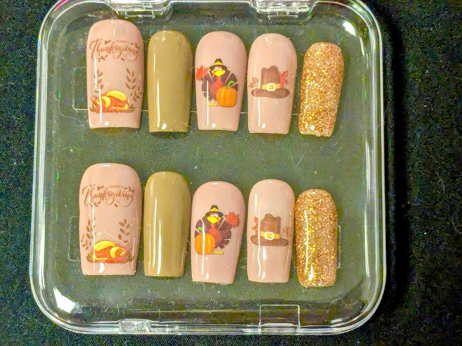 ThanksGiving Turkey Autumn Holiday Press On Nails D.I.Y Glue Set Included NEW