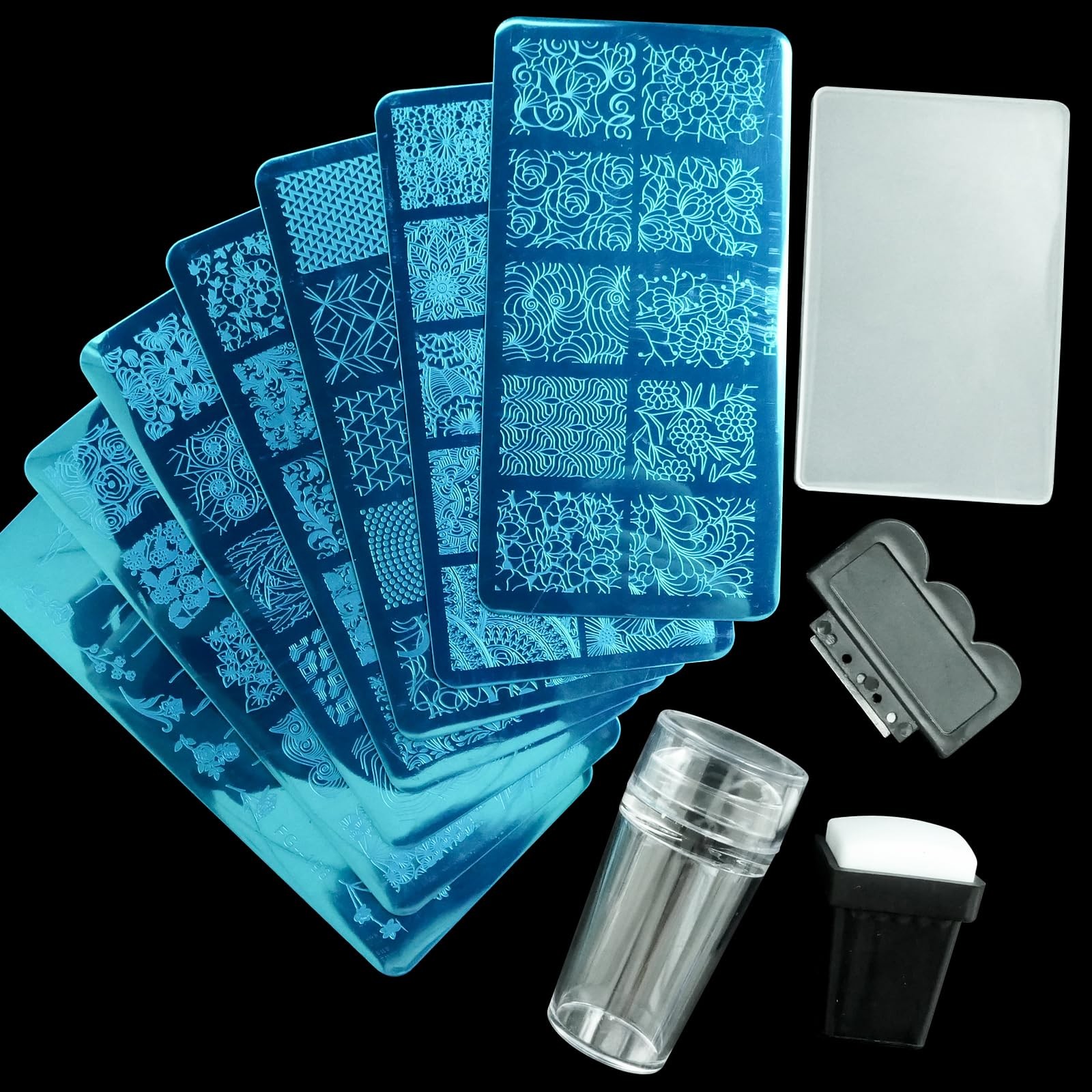 Nail Stamper Kit 7pcs Nail Stamping Plates Geometric Mandala Flower Nail Sten…