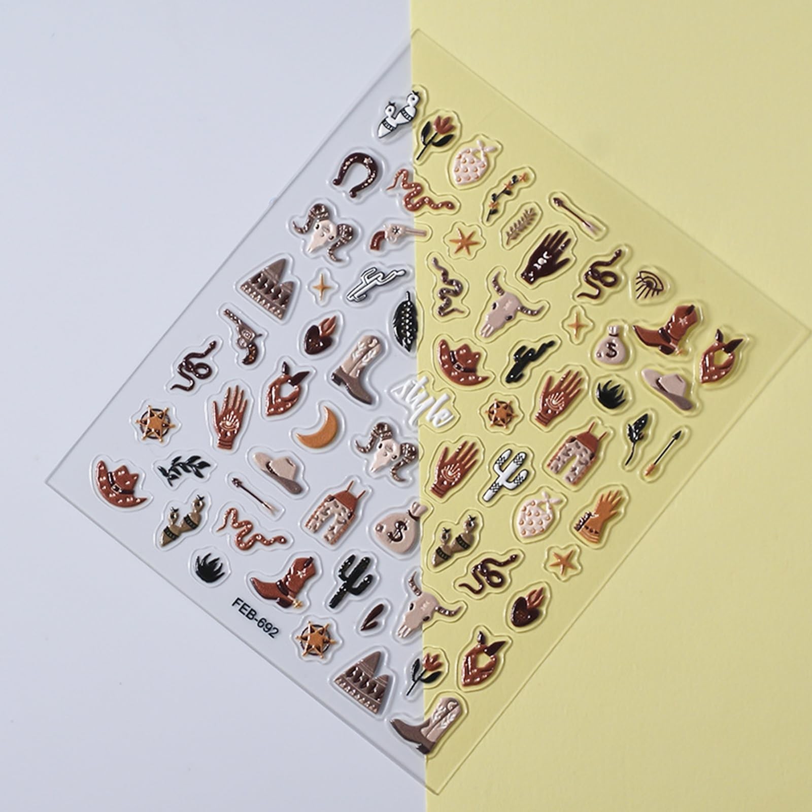 2 Sheets Retro Cowboy Nail Art Stickers, Western Cowboy Style Self-Adhesive D…