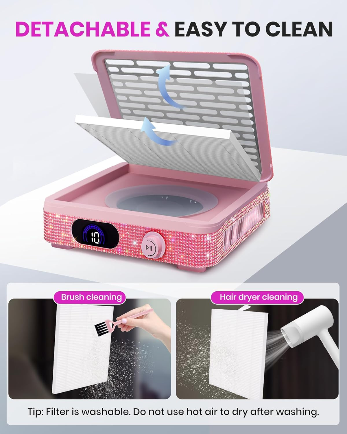 Nail Dust Collector, Corded Powerful Suction Dust Collector for Nail Tech with 1
