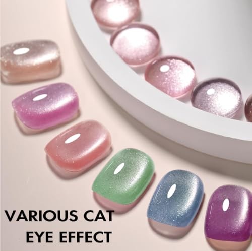 Cat Eye Press On Nails Short, 30 Pcs Glitter Black Gold Press On black gold