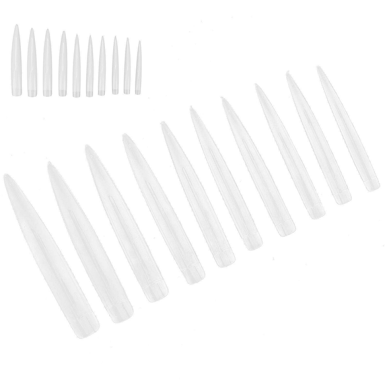 10pcs Professional Long Pointed Nail Tip Home Salon Fake False Nail Set Manicure