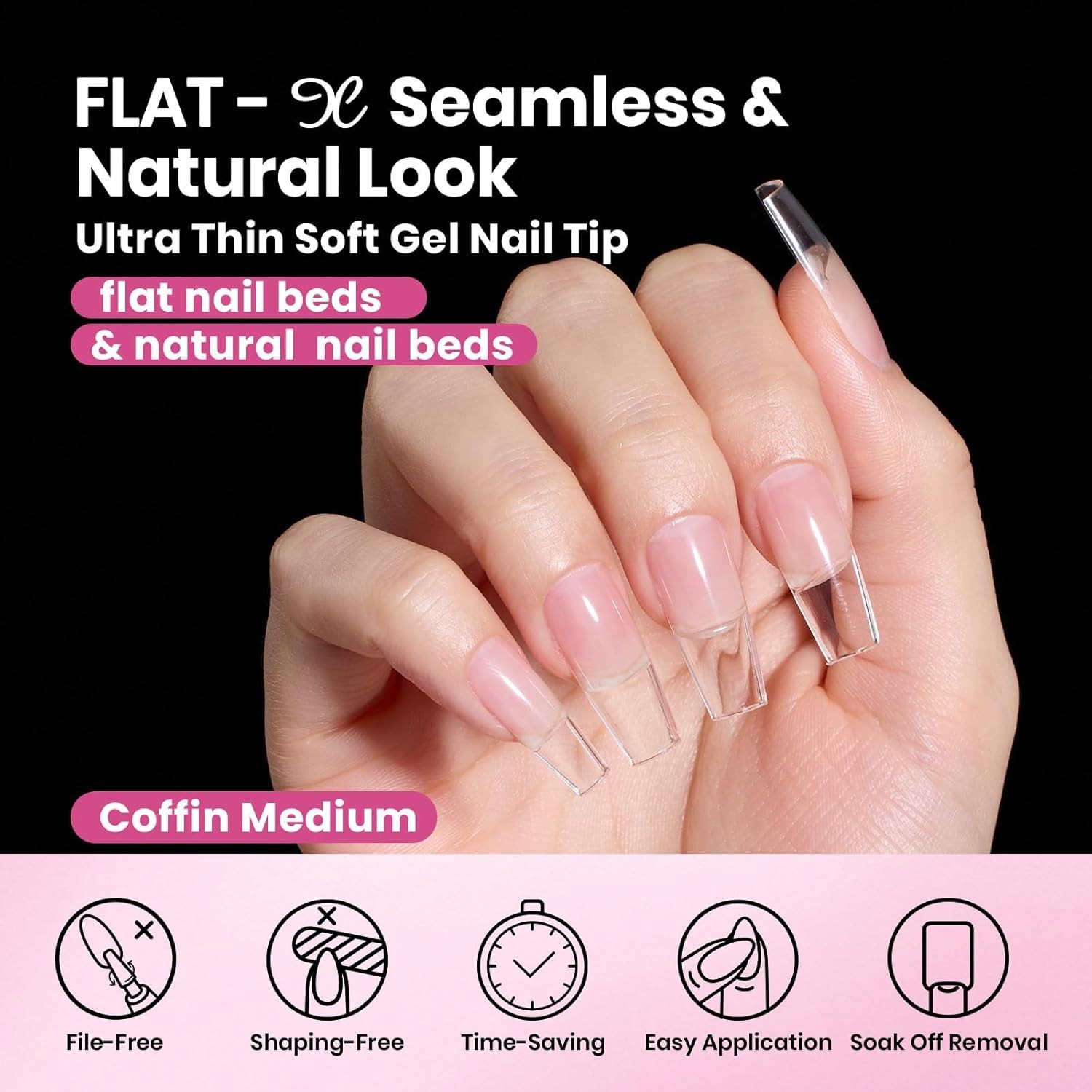 Long Lasting Coffin Gel Nail Tips – 160 pcs Easy DIY Extensions for Nails