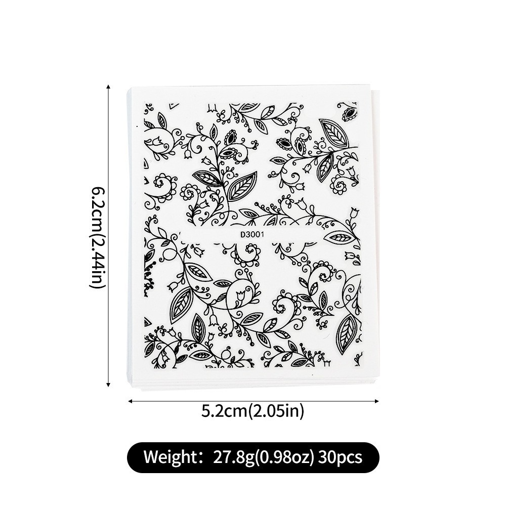 30Pcs Set Nail Art Sticker Decal Flower Lace Slider Manicure