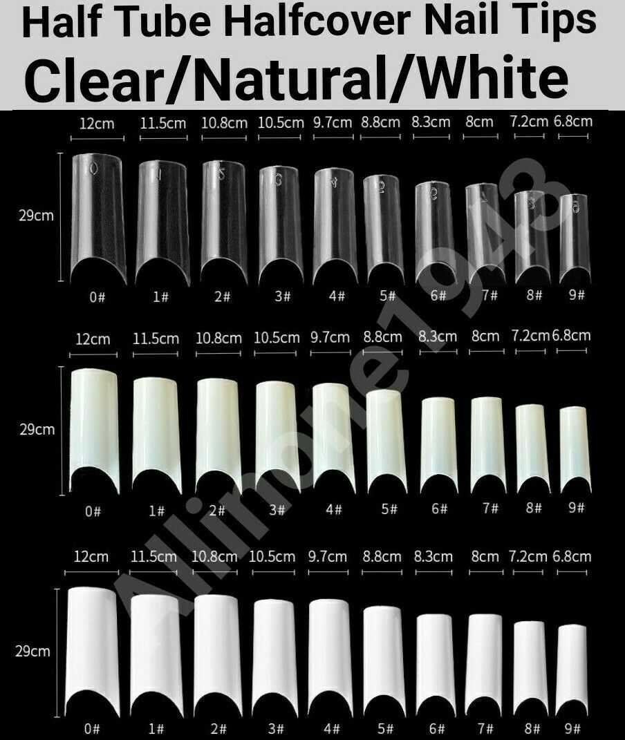 100Pcs C Curve Half Cover French Artificial False Nail Tips waterpipe half tube