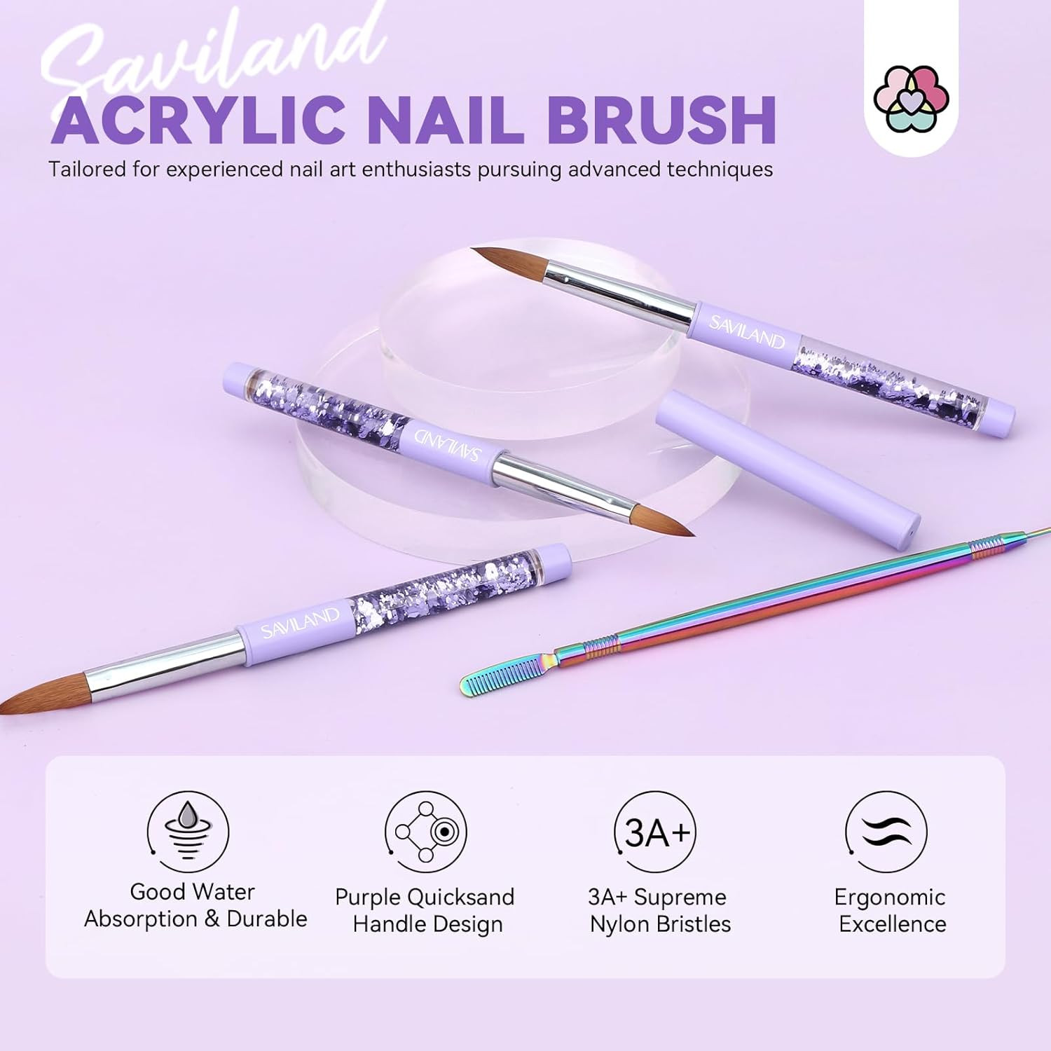 Kolinsky Acrylic Nail Brush Set: Size 6,10,14 Professional Nail Brushes Cleaner