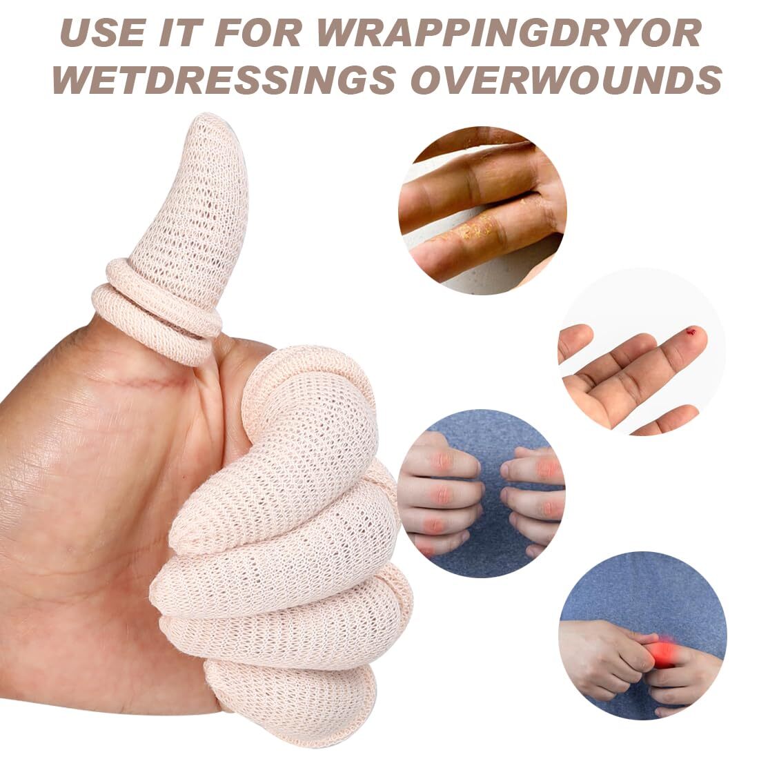 30 Pcs Bobs Thumb Bandage Finger Bandage Tubular Cotton Finger Cots for Kitchen