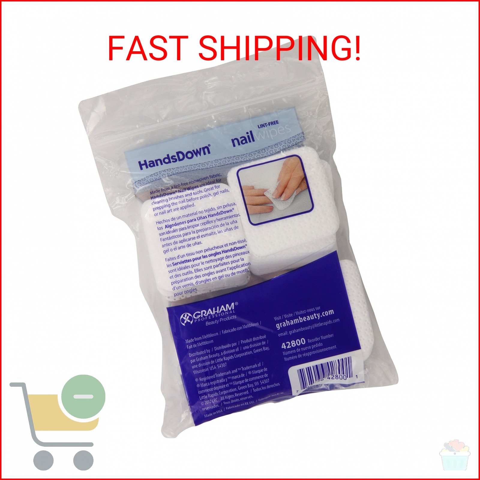 Graham Hands Down Nail Wipes, 200 Count