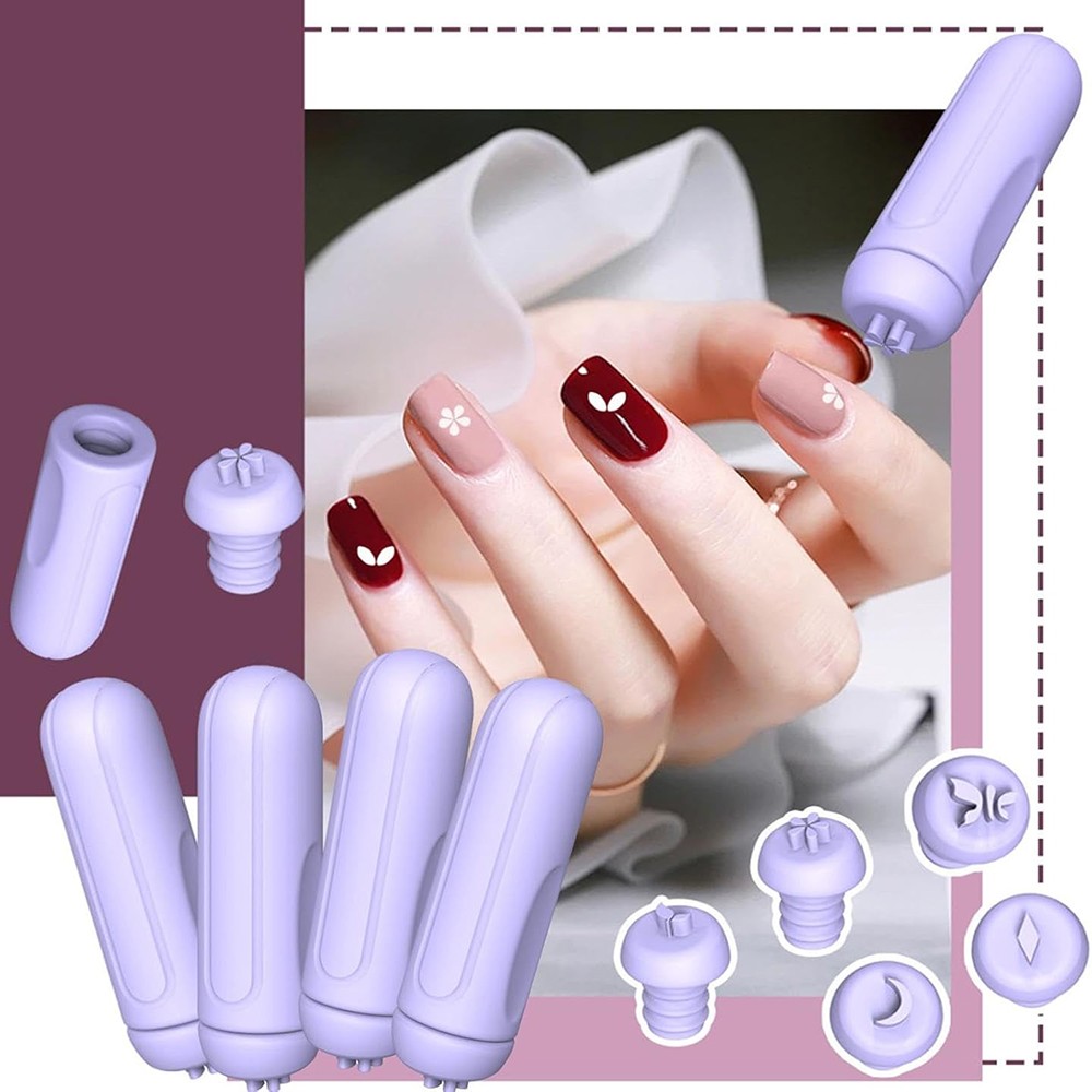 Reusable Silicone Nail Pen, 5-Design Set Suitable for At-Home Nail Art Projects