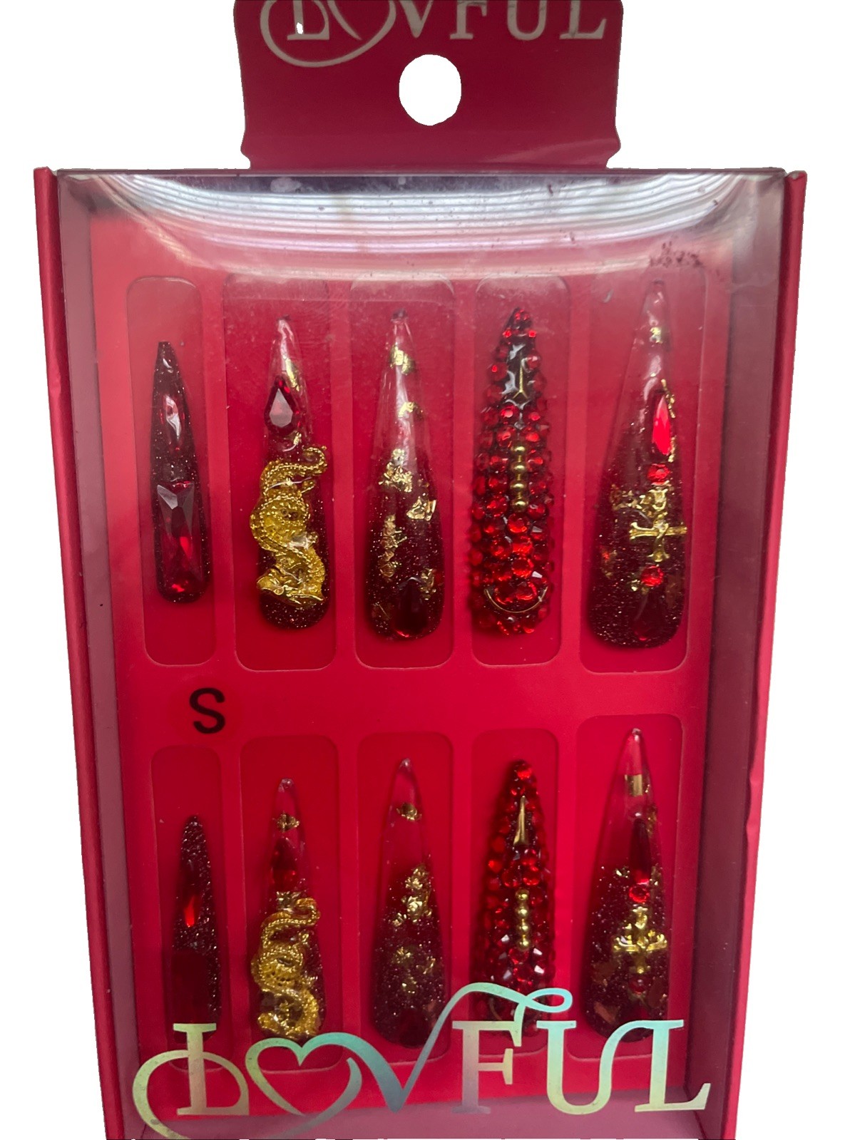 Loveful 3d Press On Custom Designed Nail Set Size Small