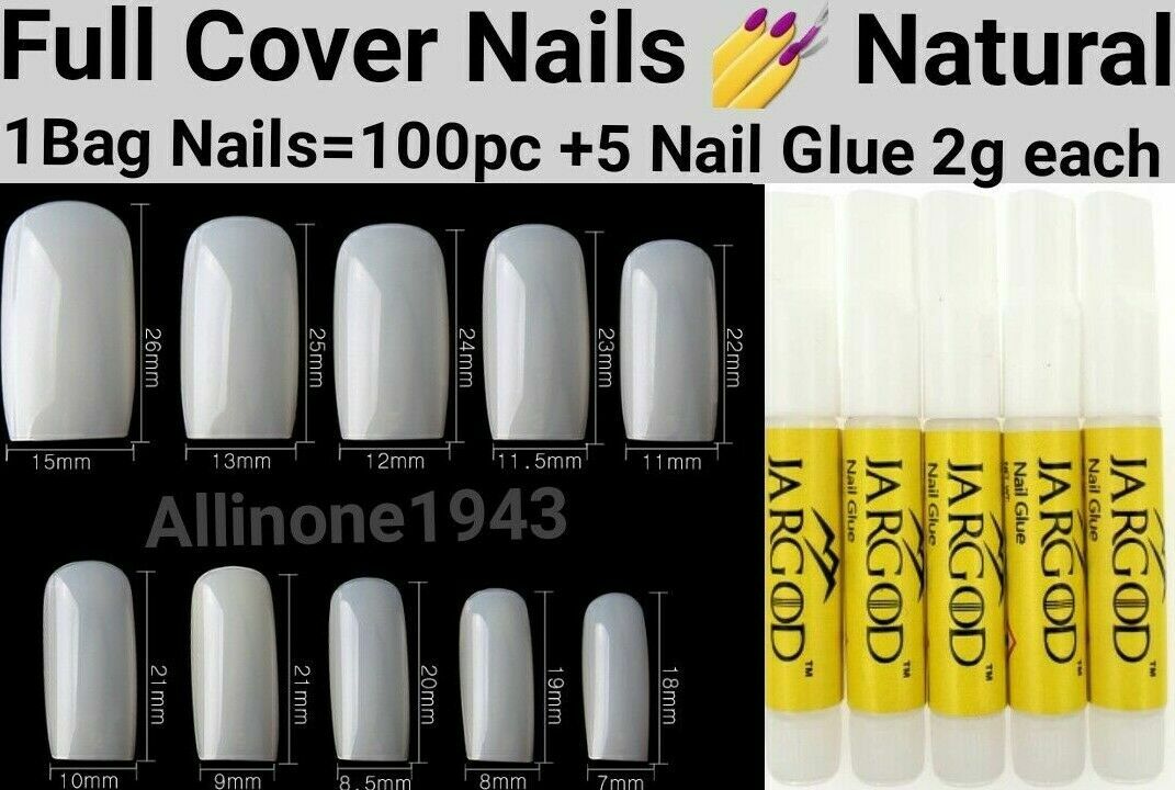 100/500Pcs Full Cover Nails Manicure Long Square False Tips Fake Nails -Jargod