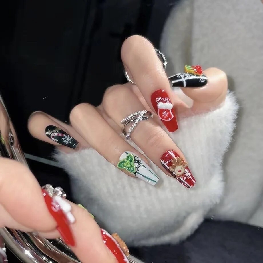 MEDIUM-Length Handmade Press on Nails for Nail Art 10PCS
