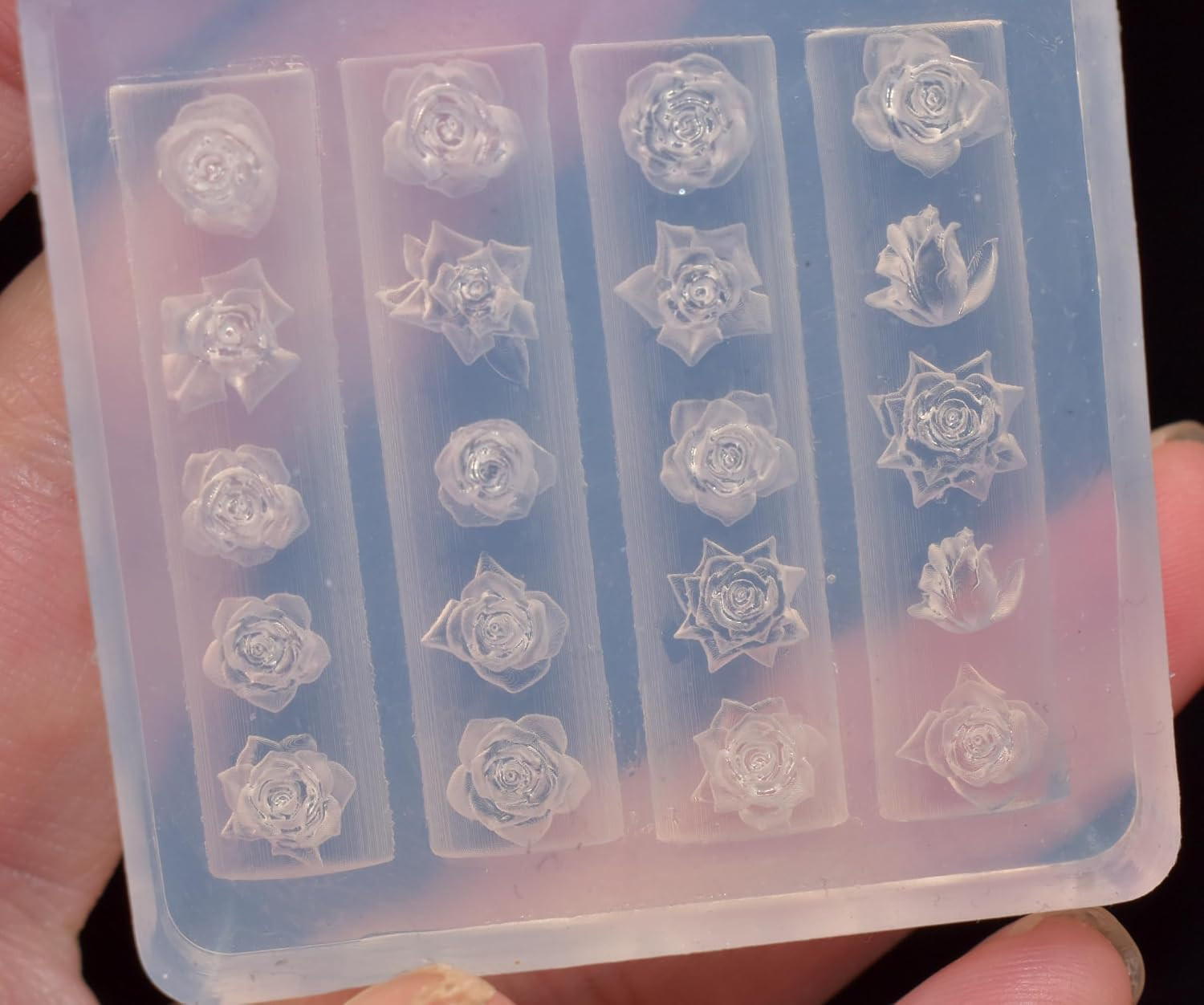 3D Rose Flower Nail Mold Silicone Nail Tools Classic Floral Carving Template