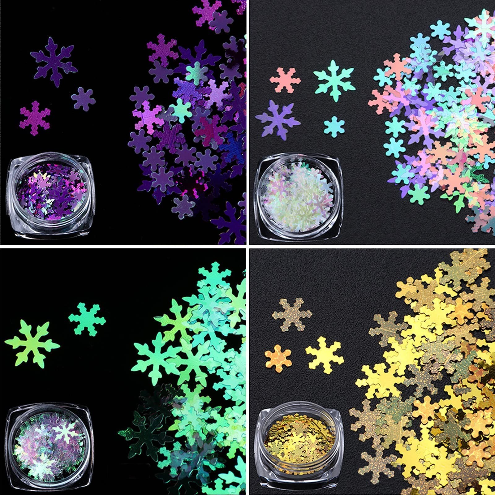 12 Boxes Snowflake Nail Glitter Holographic Christmas Nail Sequins Glitter La…