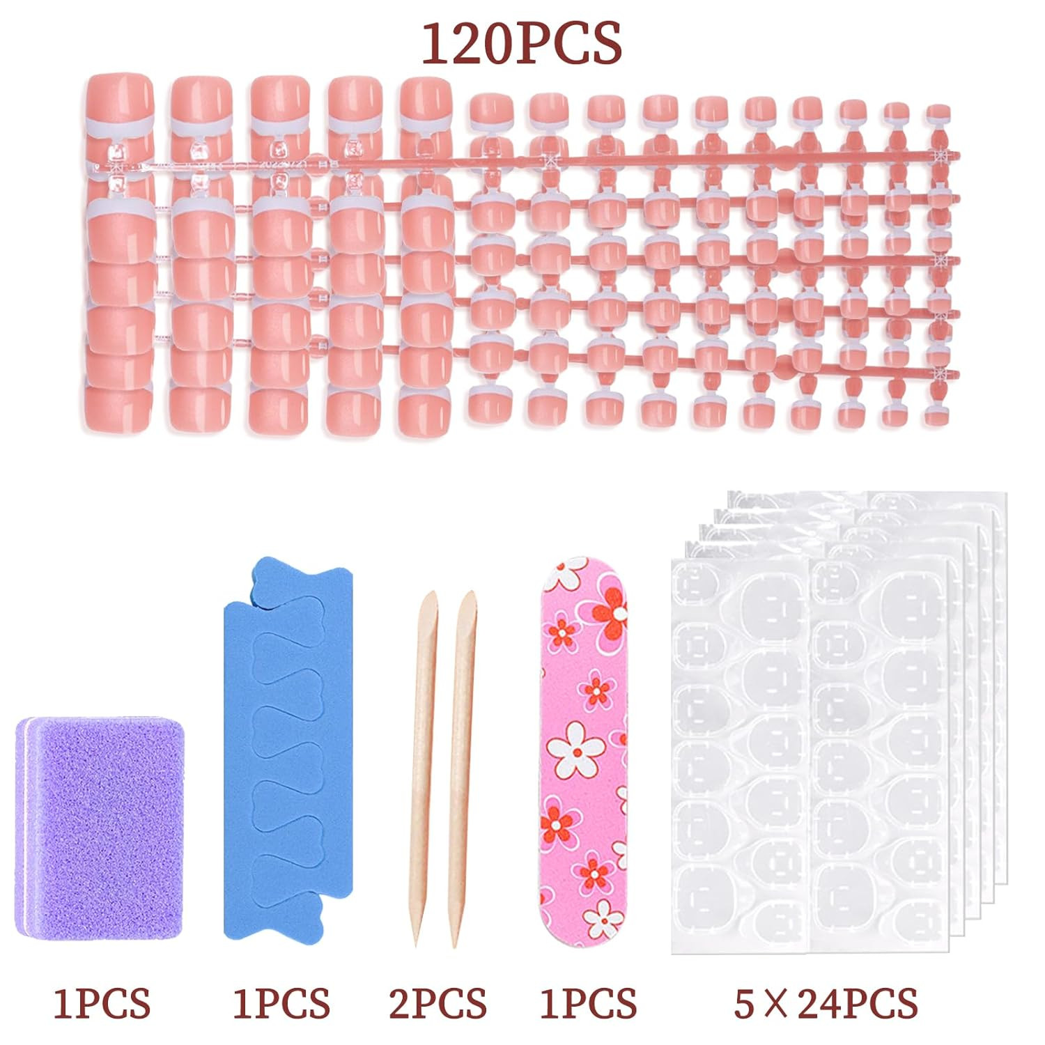 Press on Toenails French Tip Toe Nails 120Pcs Soft Gel X Toe Nail Tips Short Toe