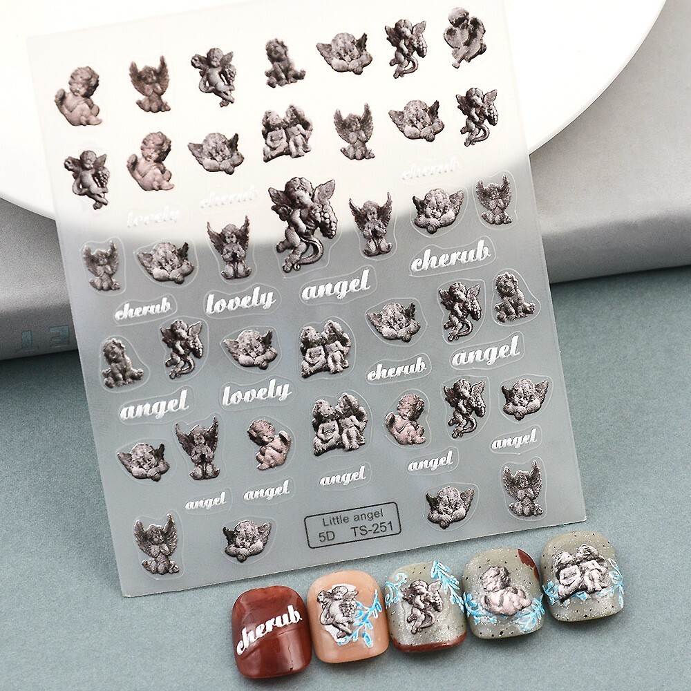 5D Embossed Magic Lovely Angel Nail Art Stickers Self Adhesive TS251 NH27