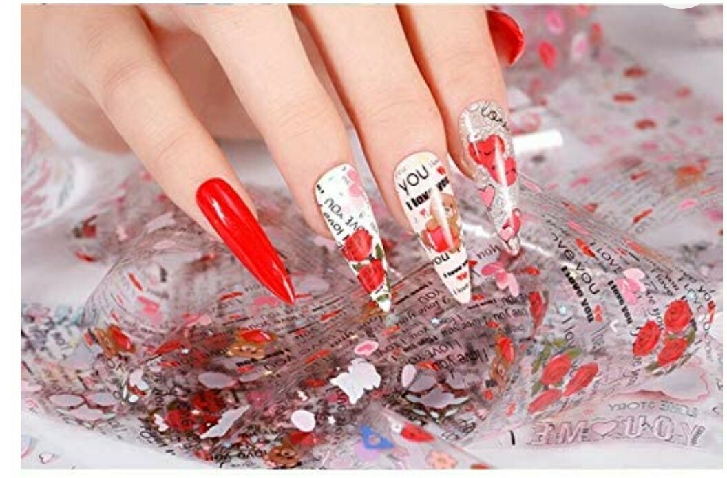 Transfer foil nail art 10 rolls Box + LIQUID GLUE Foil . USA Seller