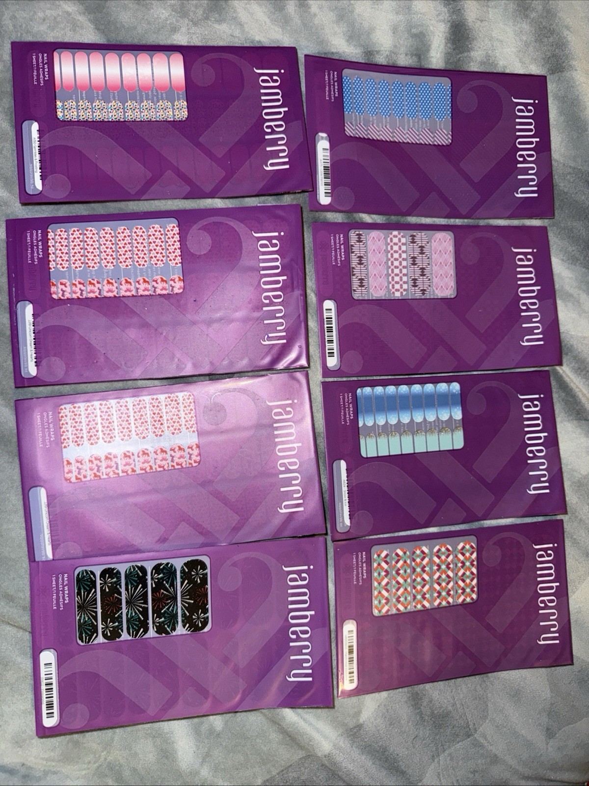 Jamberry Nail Wraps Full Sheet (21) & Some Sheets Used (18) Random Lot of 39