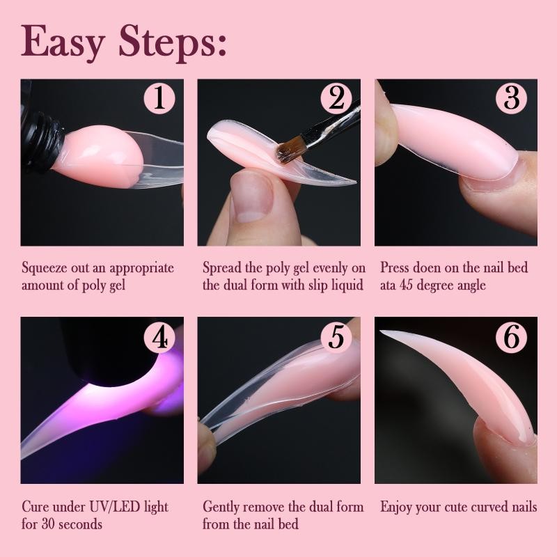 140 Pcs/box Curved Stiletto Nail Dual Forms For Poly Gel Eagle Claw Form