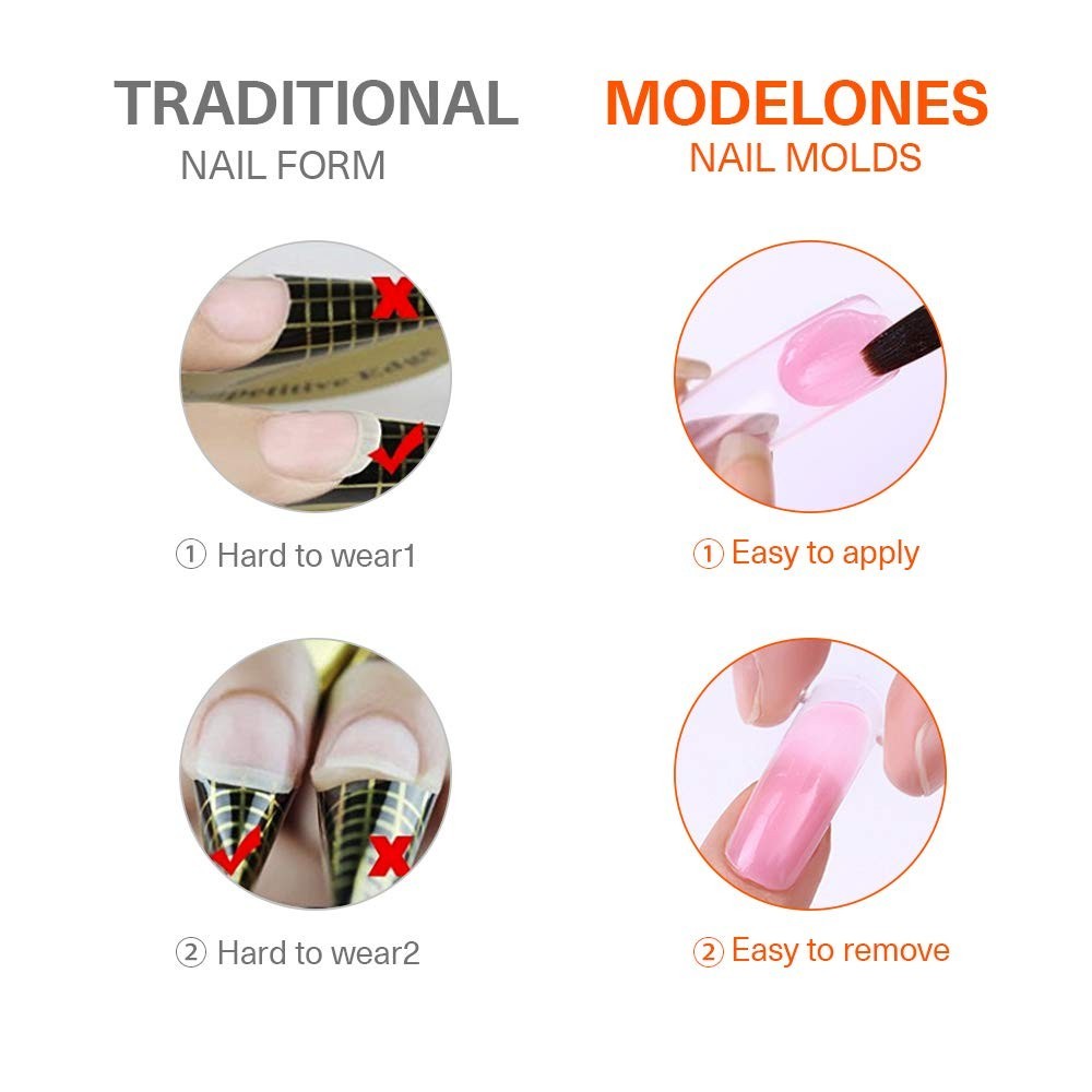 Poly Extension Gel Nail Forms 120pcs Clear Ballerina Full Cover Tips