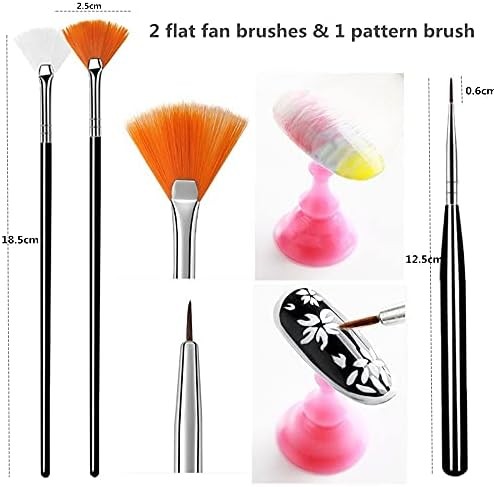 20PCS Nail Art Design Tools, 15PCS Painting Brushes Set (Black) with 5PCS Dottin