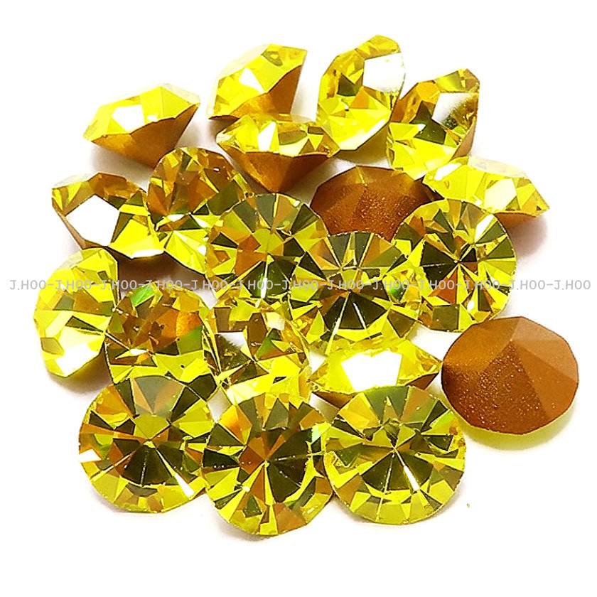 Preciosa Czech Citrine V-Cut Round Stone Pointed Back