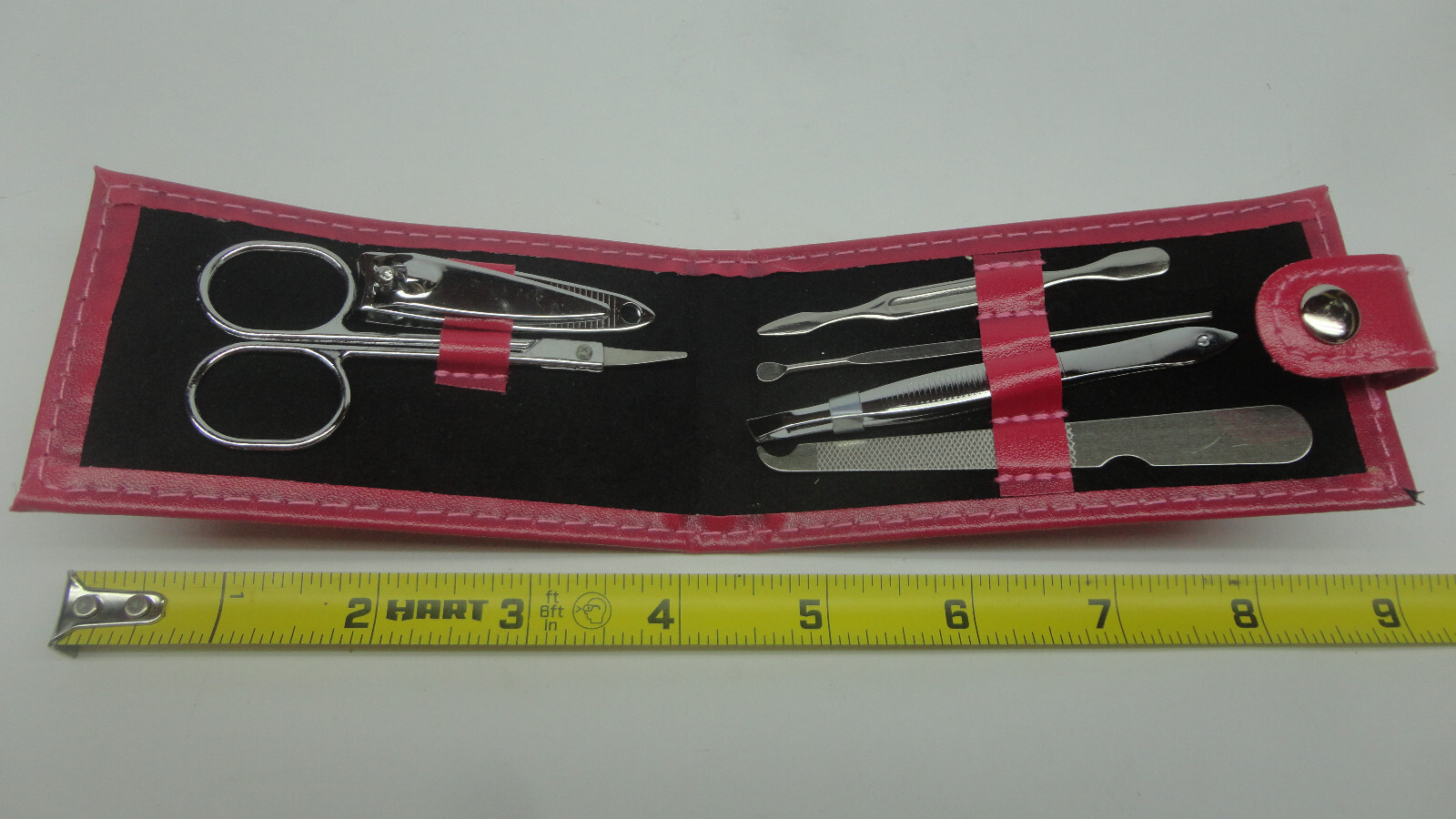 6 Pc Manicure Set w/pink faux leather travel carry pouch Macys ~Lot of 12 Sets~