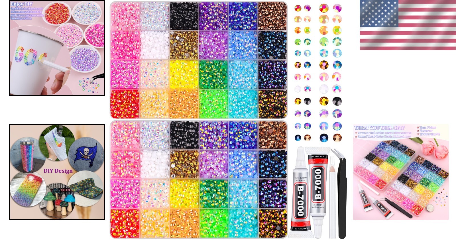 Multicolor Rhinestone Crafting Set with 19200 Flatbacks