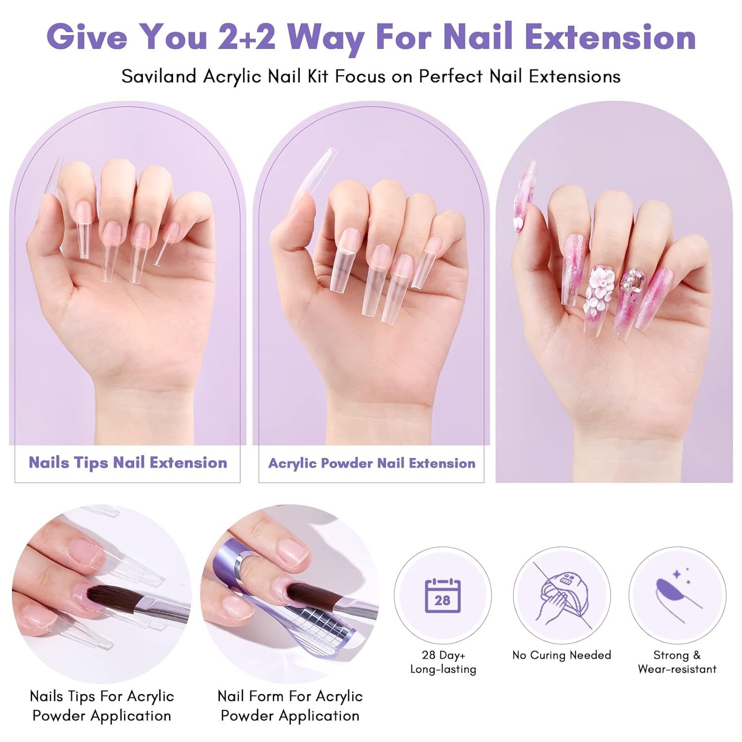 Saviland Acrylic Nail Kit with Drill: 15g Powder & 60ml Liquid for DIY Perfec…
