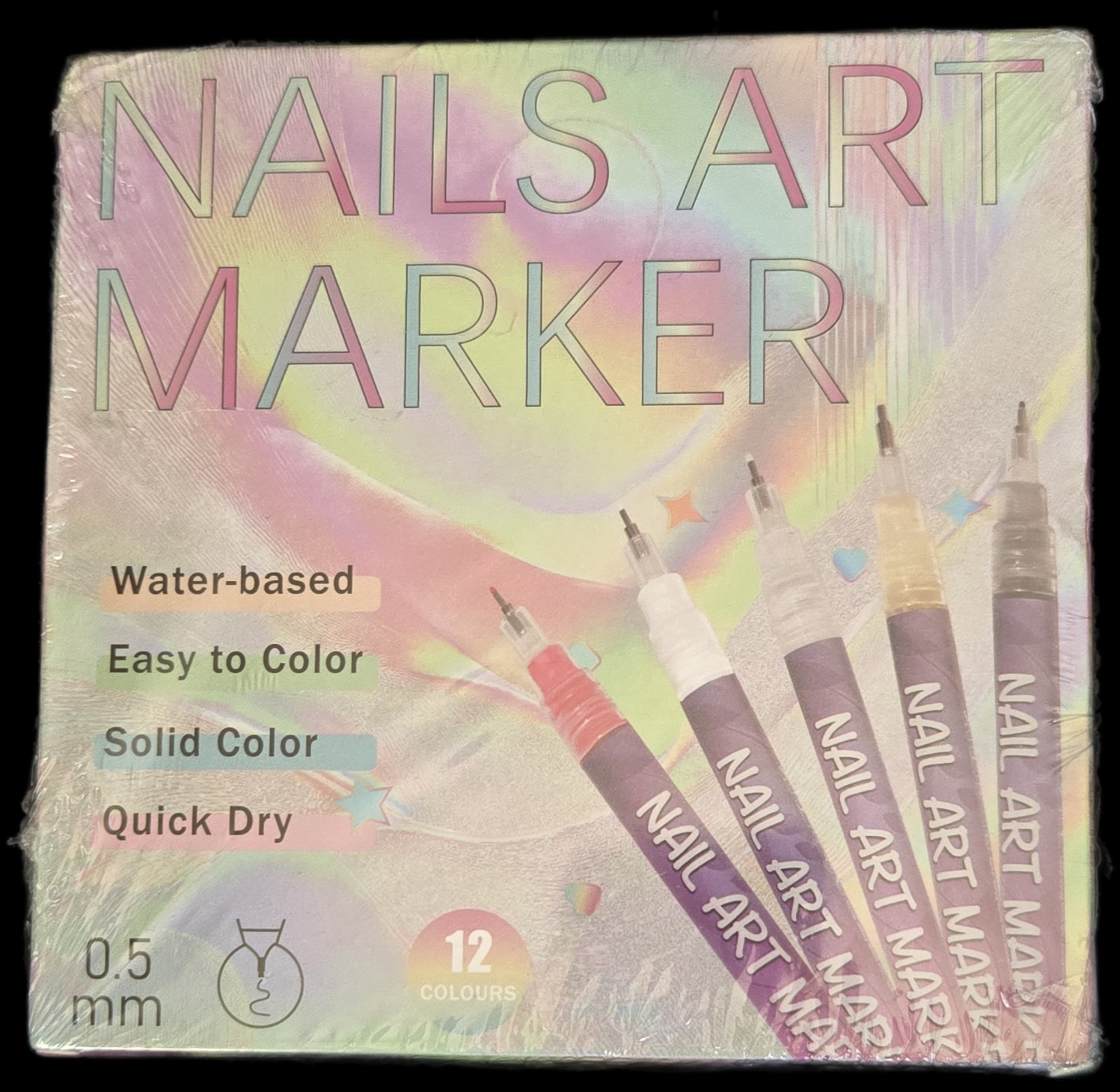 12Pcs Nail Art Pen Set 0.5mm Extra Fine Tip Graffiti Drawing Embellishing Sealed