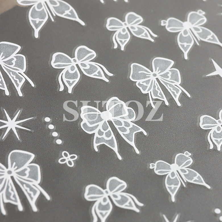 Silver Black 3D Nail Stickers Butterfly Knot Star Flower Transfer Decals NH6