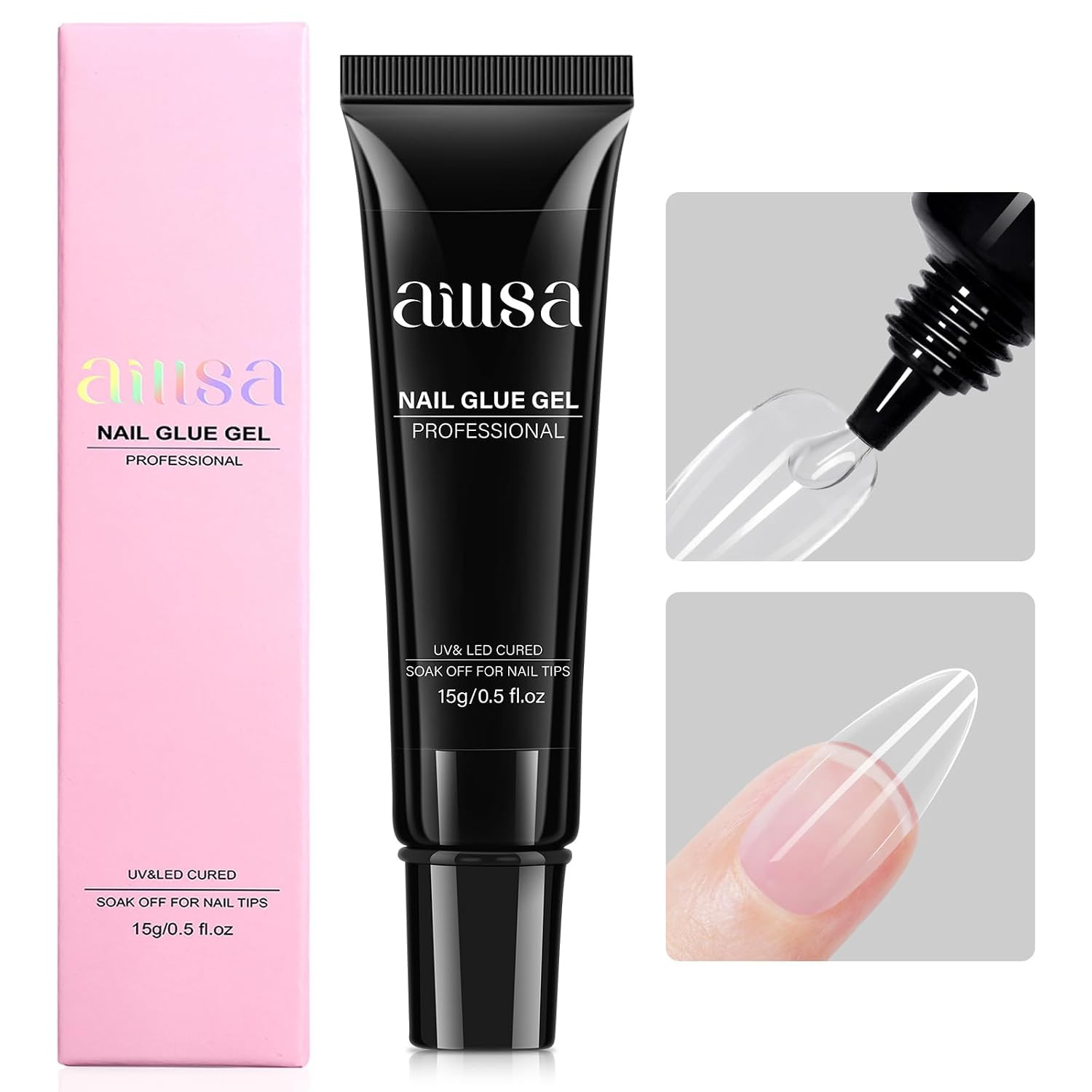 AILLSA Gel Nail Glue for Nails Tips, Solid Super Strong Gel Glues 15G | Professi