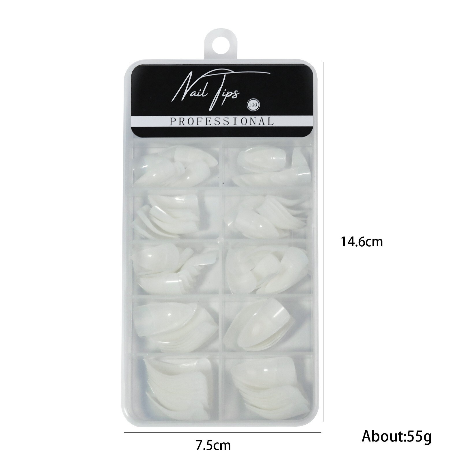 100pcs/Box Eagle Claw Stiletto Shape False Nail Art Tips Natural Clear 10 Sizes