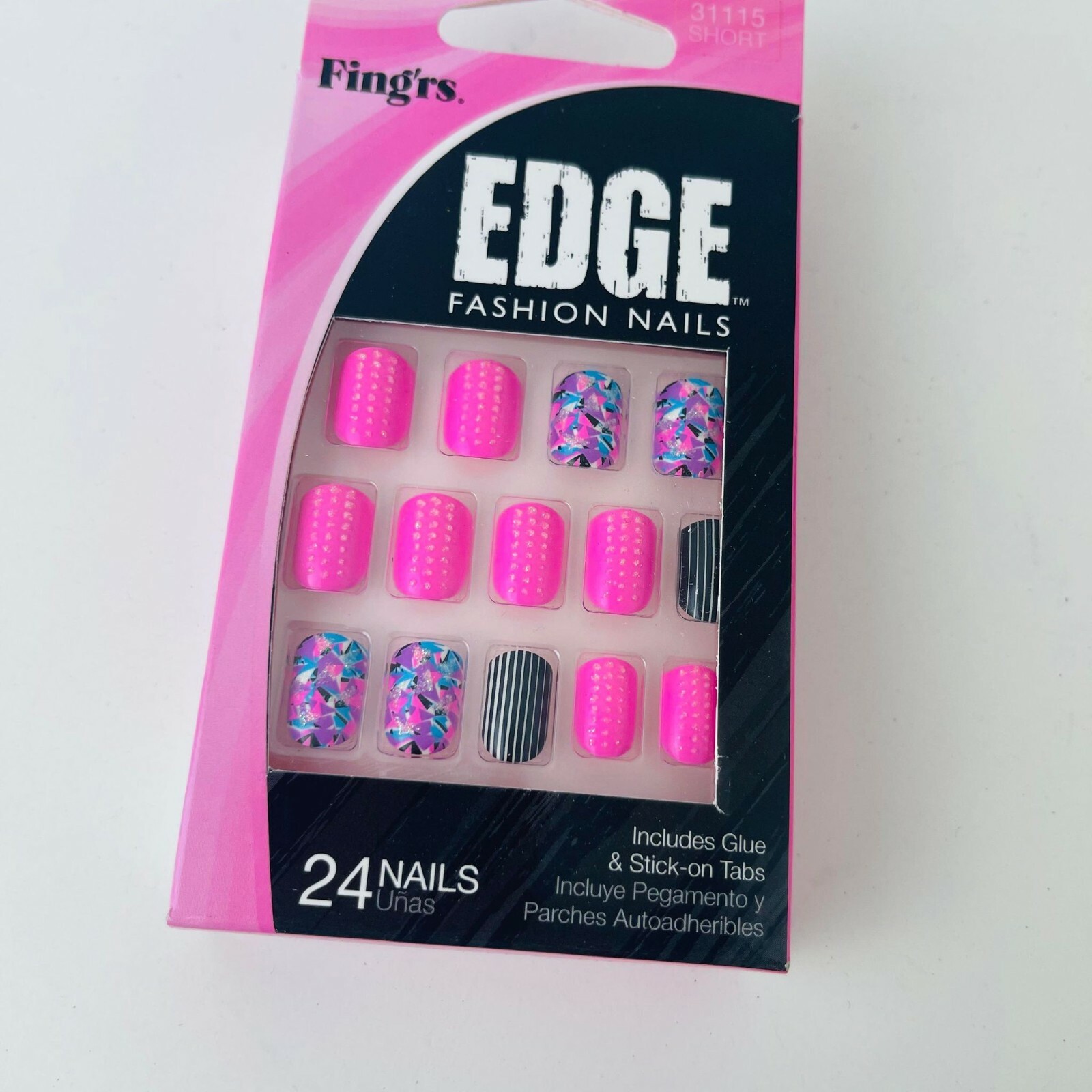 Set of 3 Fing’rs Edge Fashion Nails, W/ Glue & Stick-on, Short, 24 Nails – 31115